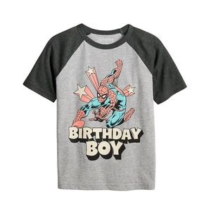 jumping beans Grey & Charcoal Raglan Spider-Man 'Birthday Boy' Tee